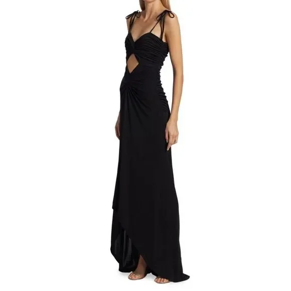 Cinq a Sept Harlin Black Cut-Out Hi-Low Evening Gown 6